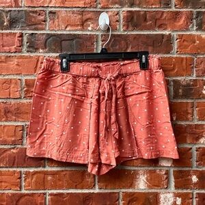 Madewell Womens Medium Coral Orange Polka Dot Drapey Pull On Shorts Tie Front